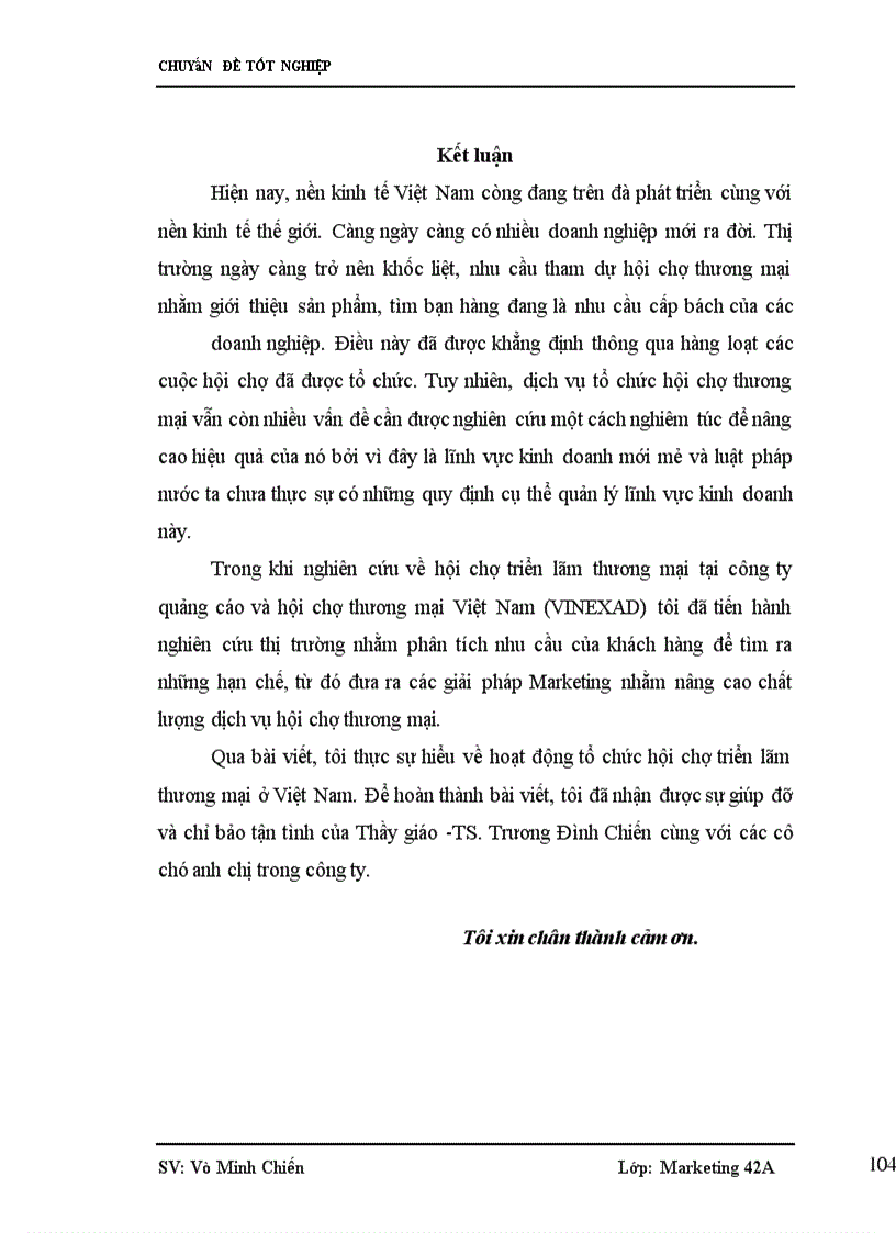 image for page Nghiên cứu nhu cầu tham dự hội chợ thương mại của các doanh nghiệp Việt Nam nhằm nâng cao chất lượng dịch vụ hội chợ thương mại do VINEXAD tổ chức