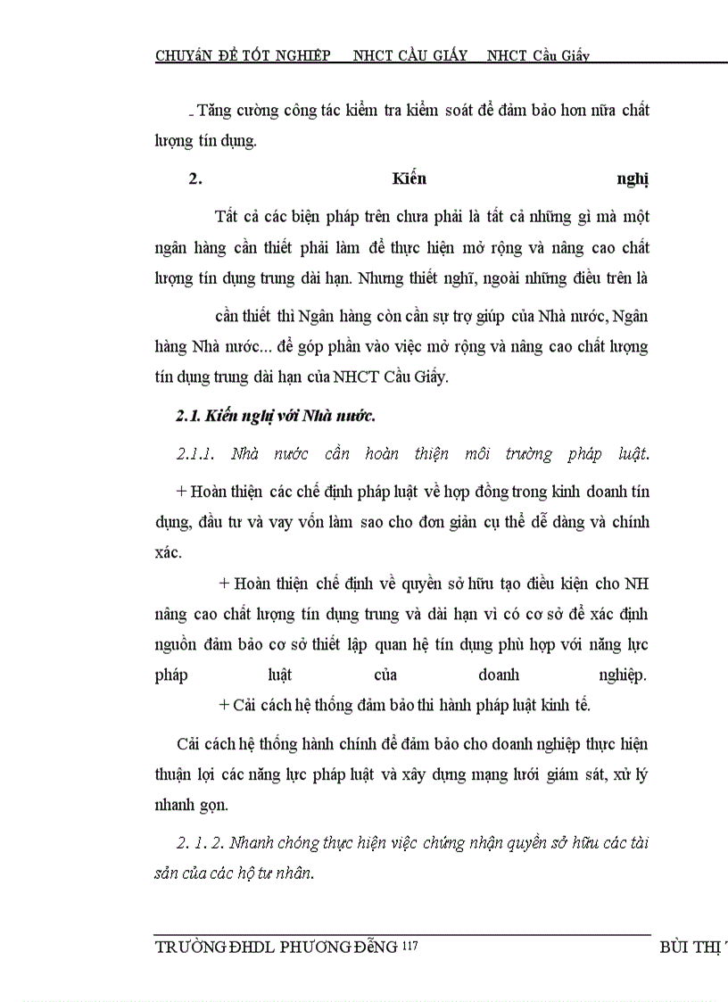 image for page Một số giải pháp mở rộng và nâng cao chất lượng tín dụng trung dài hạn tại NHCT Cầu Giấy