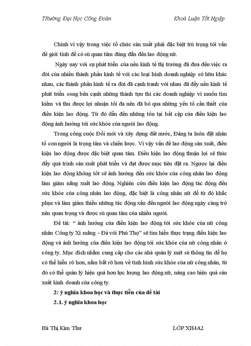 image for page Ảnh hưởng của điều kiện lao động tới sức khỏe của nữ công nhân Công ty Xi măng - Đá vôi Phú Thọ