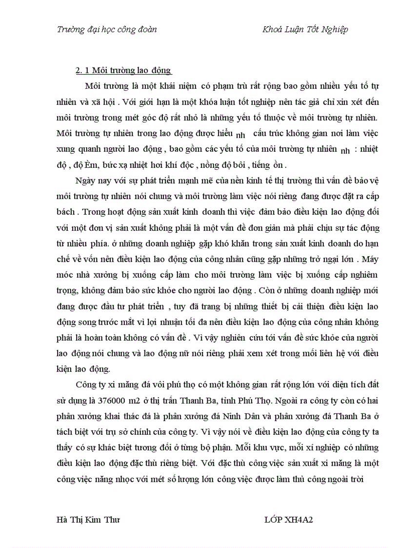 image for page Ảnh hưởng của điều kiện lao động tới sức khỏe của nữ công nhân Công ty Xi măng - Đá vôi Phú Thọ