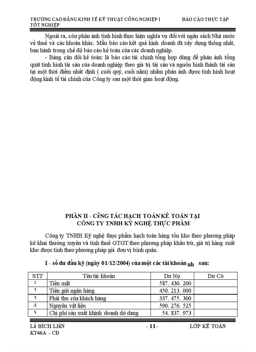 image for page Báo cáo kế toán tổng hợp tại Công ty TNHH Kỹ nghệ thực phẩm
