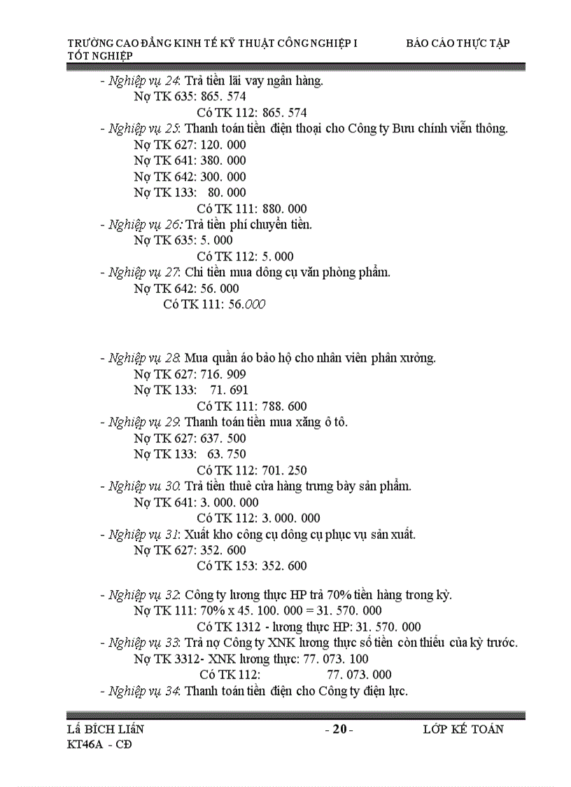 image for page Báo cáo kế toán tổng hợp tại Công ty TNHH Kỹ nghệ thực phẩm