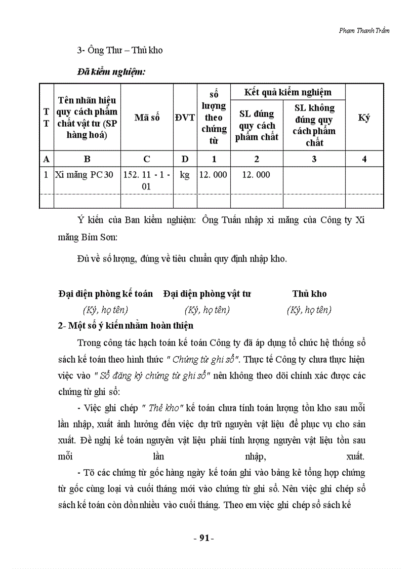 image for page Hạch toán kế toán vật liệu tại Công ty TNHH Bảo Yến