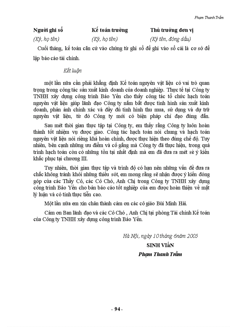 image for page Hạch toán kế toán vật liệu tại Công ty TNHH Bảo Yến