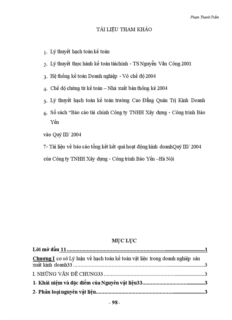 image for page Hạch toán kế toán vật liệu tại Công ty TNHH Bảo Yến