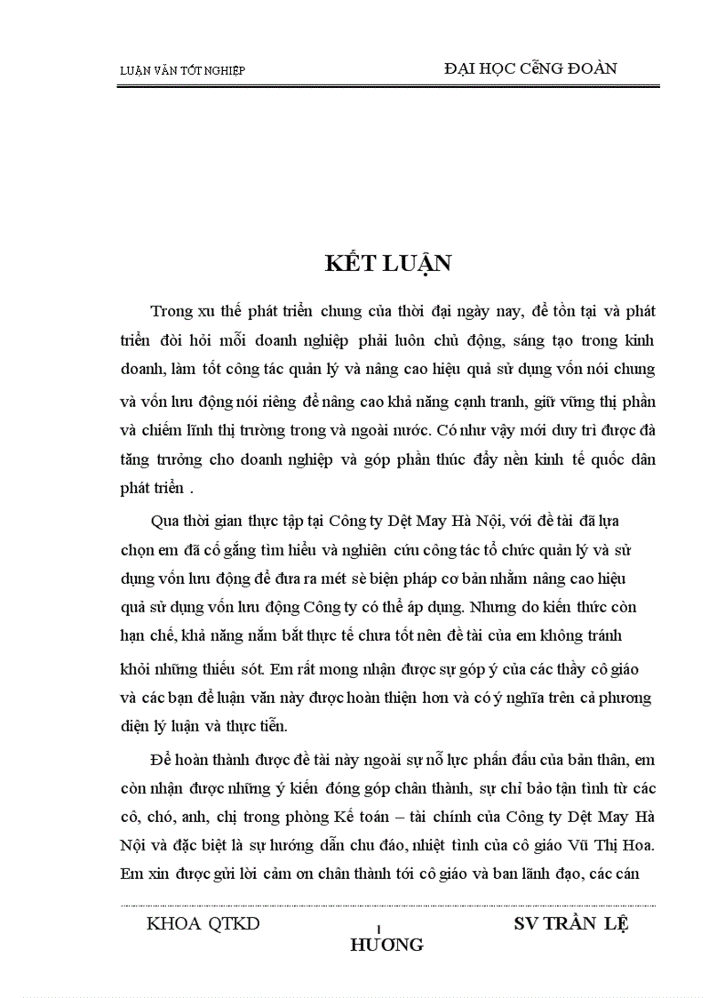 image for page Một số biện pháp nâng cao hiệu quả sử dụng vốn lưu động tại Công ty Dệt May Hà Nội