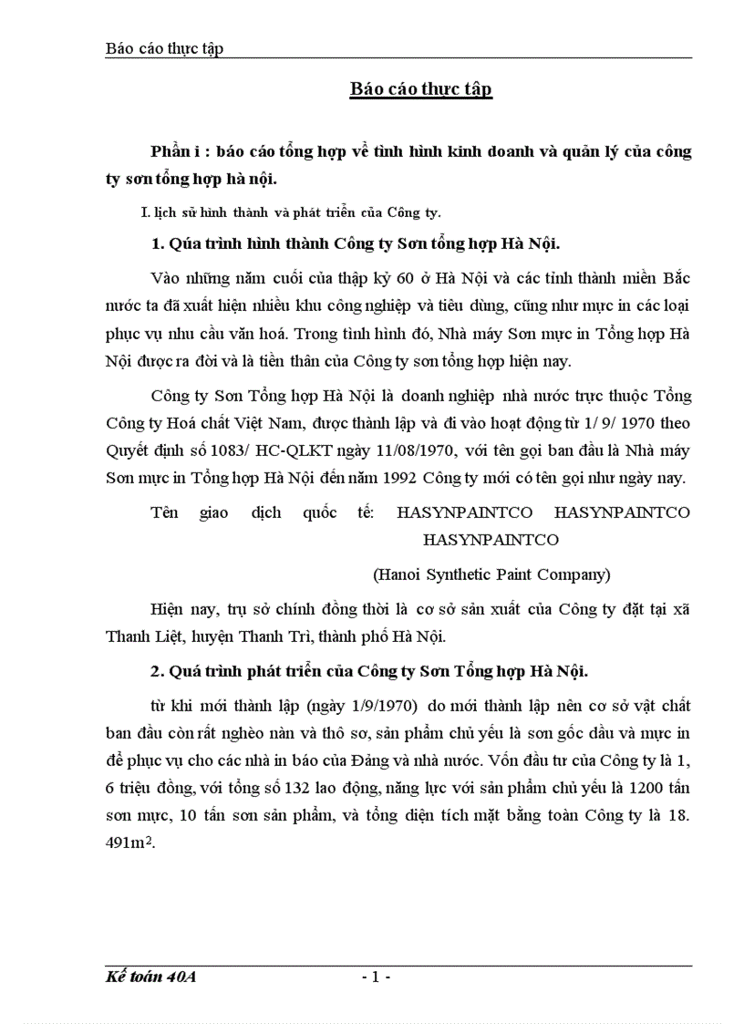 image for page Báo cáo tổng hợp tình hình tổ chức bộ máy kế toán và công tác kế toán của Công ty Sơn tổng hợp Hà Nội.