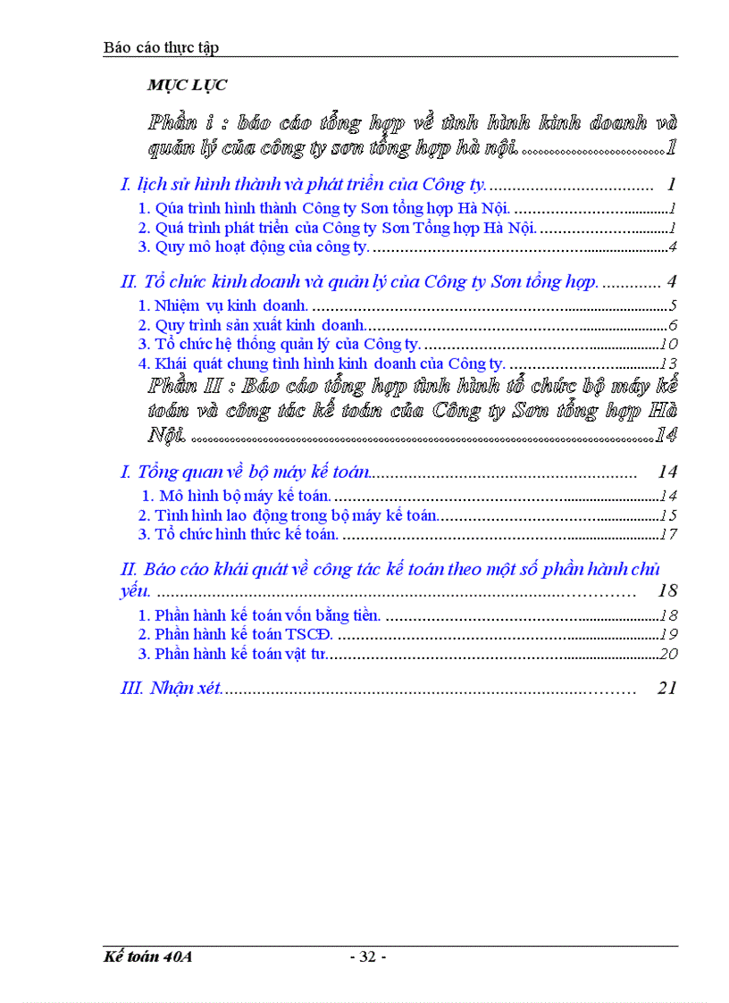 image for page Báo cáo tổng hợp tình hình tổ chức bộ máy kế toán và công tác kế toán của Công ty Sơn tổng hợp Hà Nội.