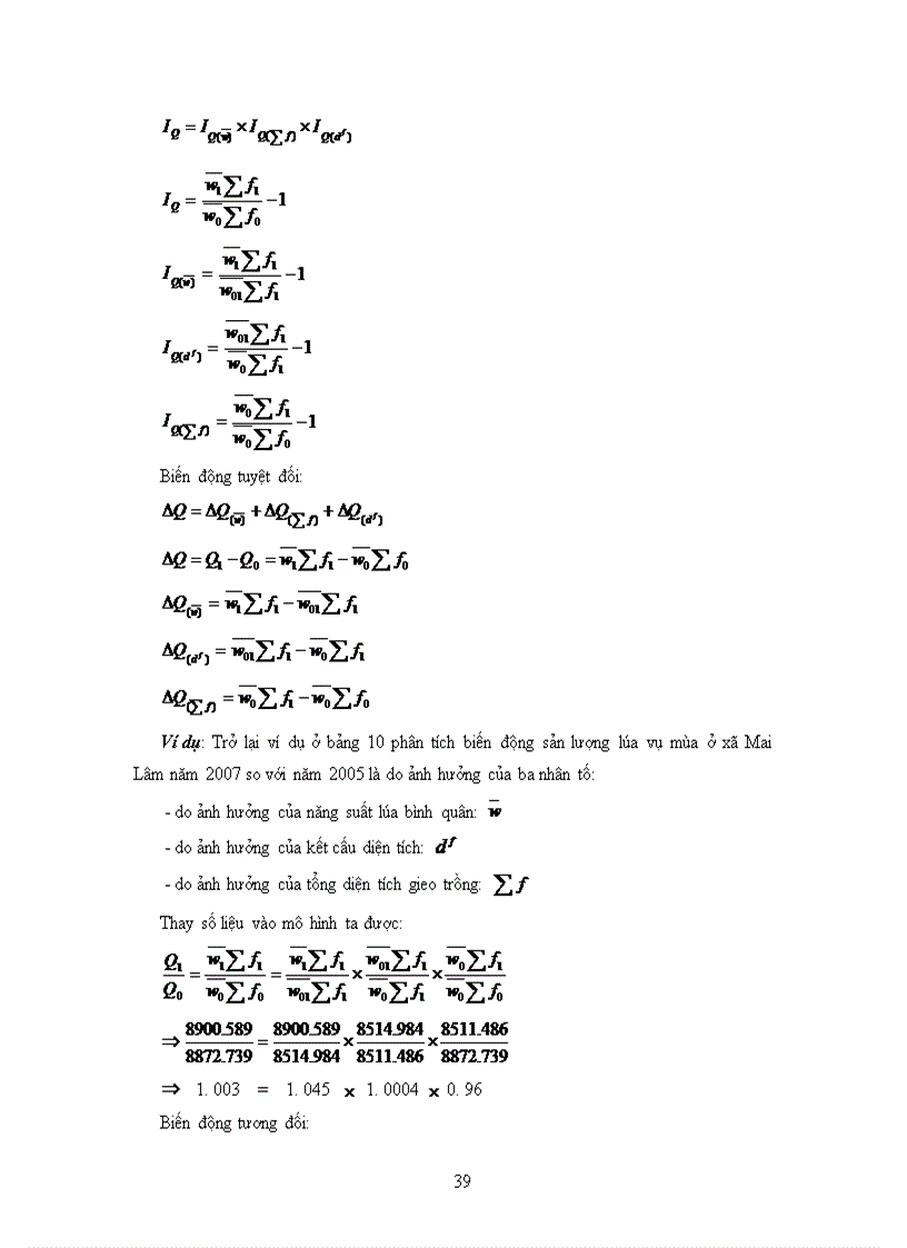image for page Vận dụng phương pháp chỉ số trong phân tích tình hình biến động năng suất, sản lượng lúa vụ mùa ở xã Mai Lâm năm 2007 với năm 2005.