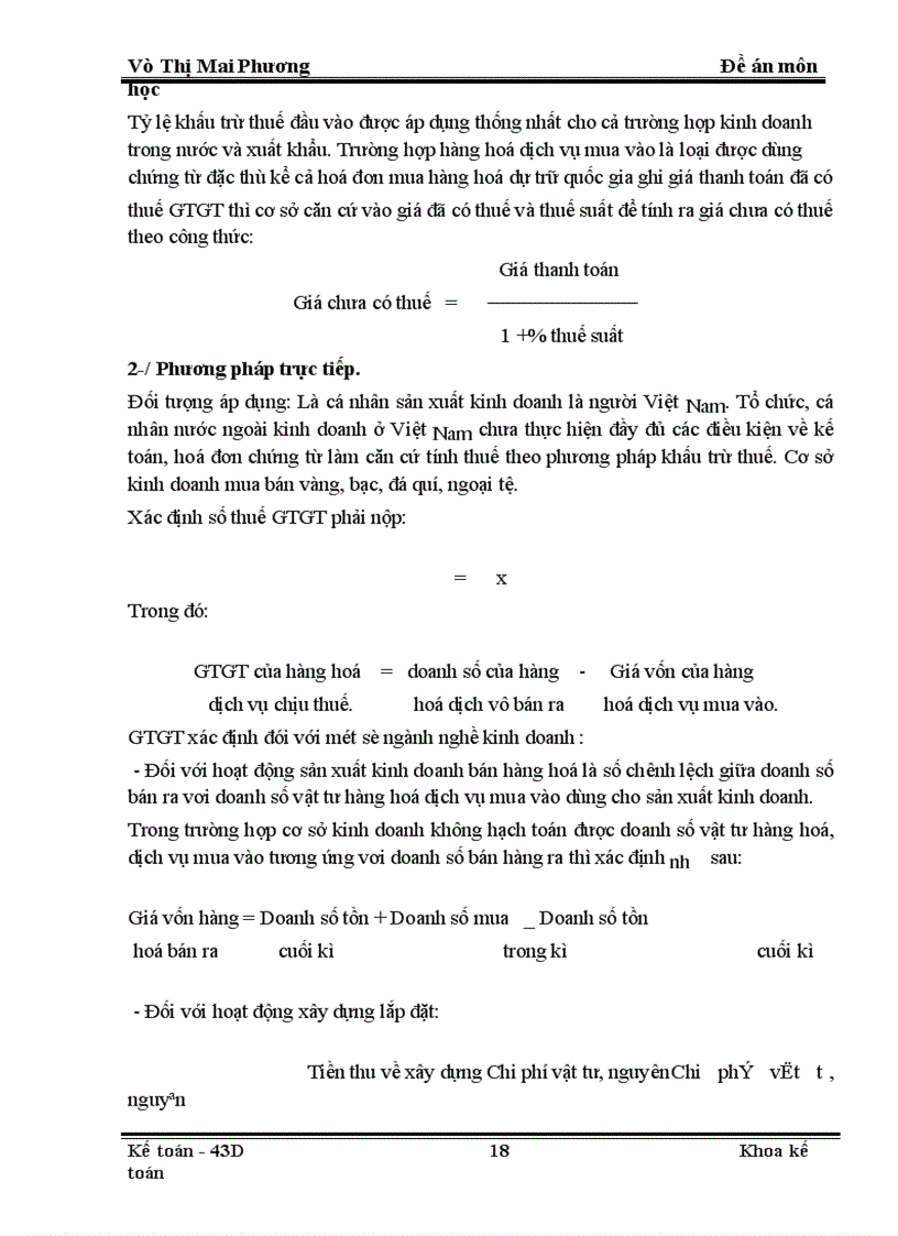 image for page Đề án môn học một số ý kiến hoàn thiện về phương pháp tính và hạch toán thuế gtgt trong các doanh nghiệp