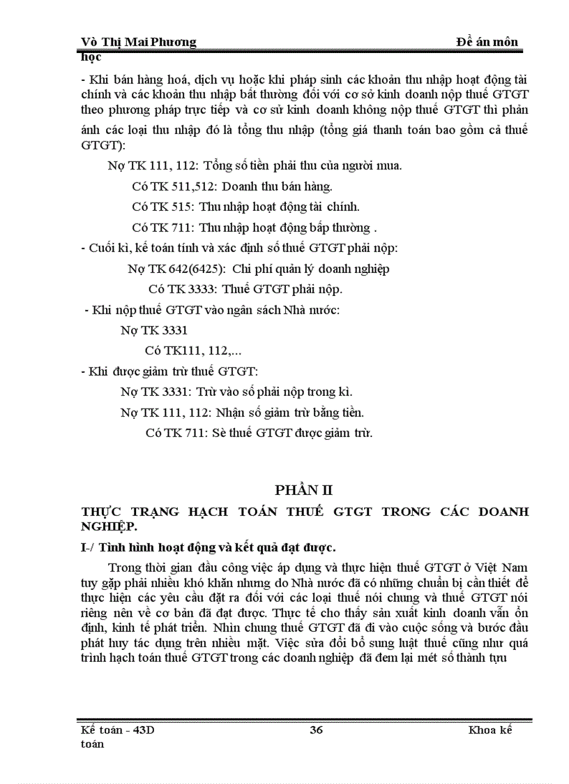 image for page Đề án môn học một số ý kiến hoàn thiện về phương pháp tính và hạch toán thuế gtgt trong các doanh nghiệp