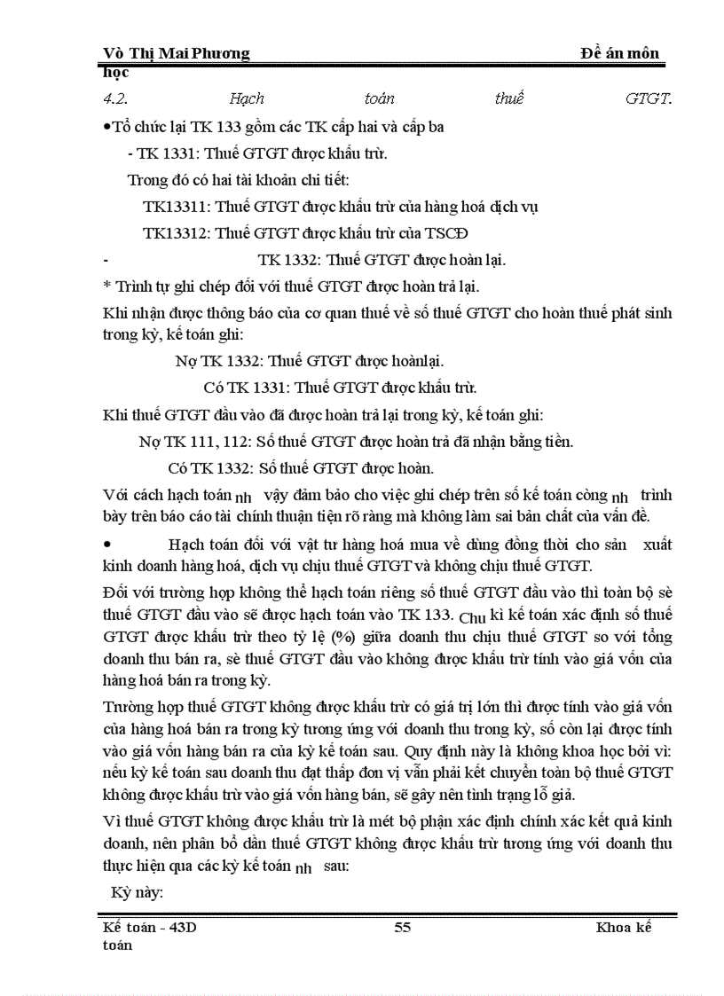 image for page Đề án môn học một số ý kiến hoàn thiện về phương pháp tính và hạch toán thuế gtgt trong các doanh nghiệp