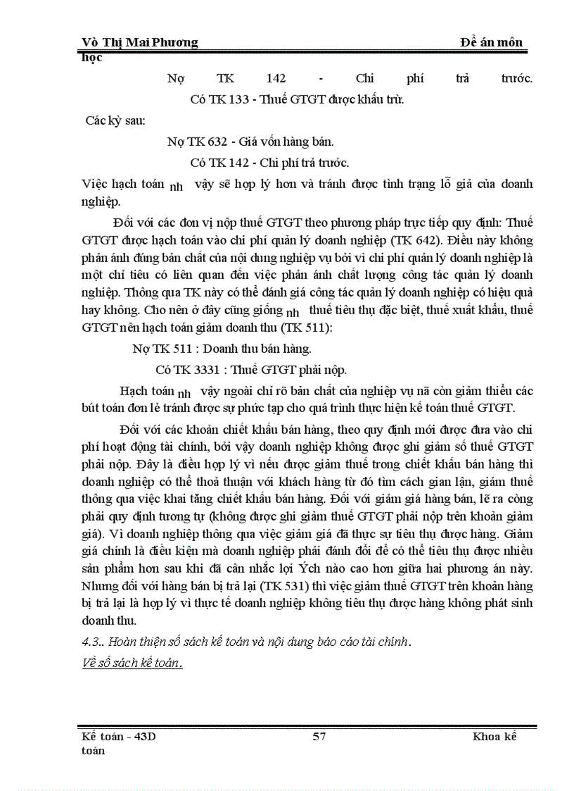 image for page Đề án môn học một số ý kiến hoàn thiện về phương pháp tính và hạch toán thuế gtgt trong các doanh nghiệp