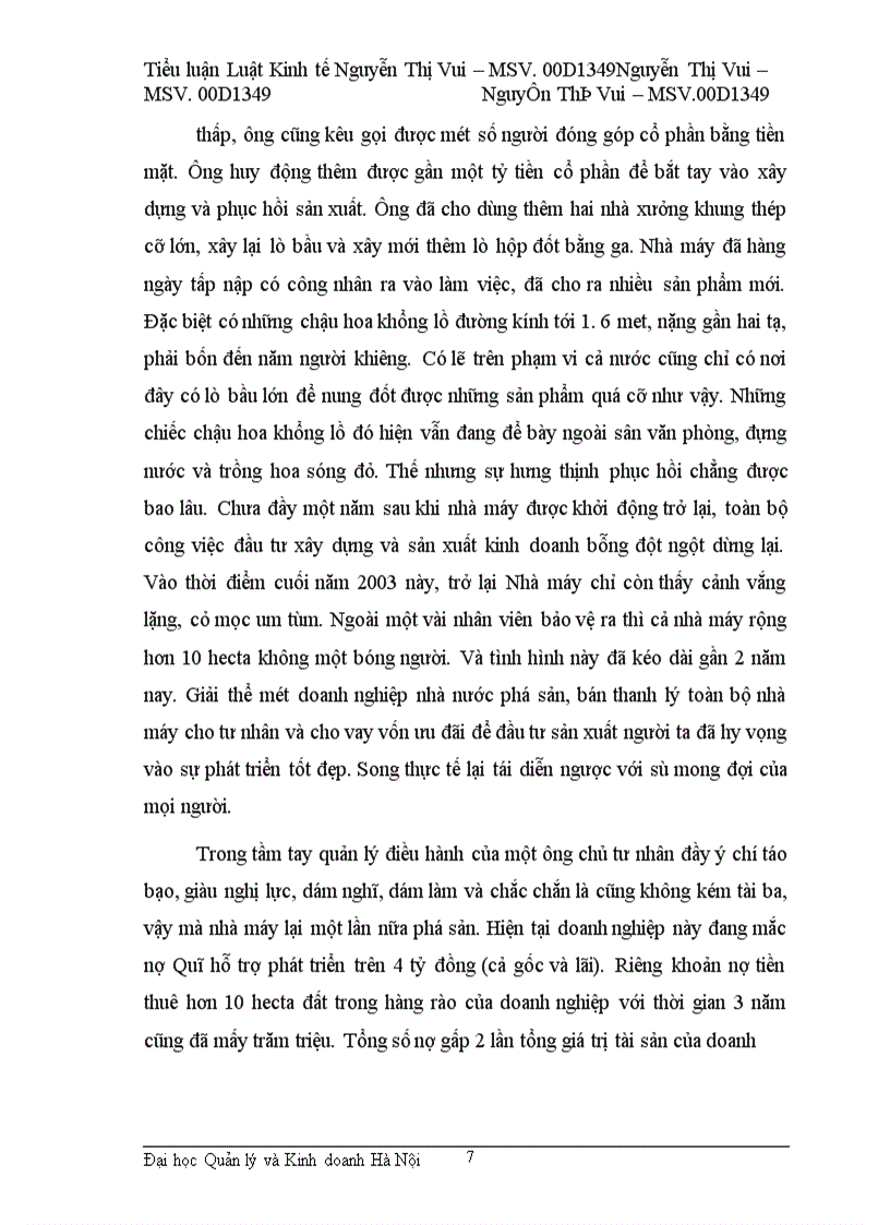 image for page Tiểu luận Những yếu tố đẫn đến một doanh nghiệp phá sản.