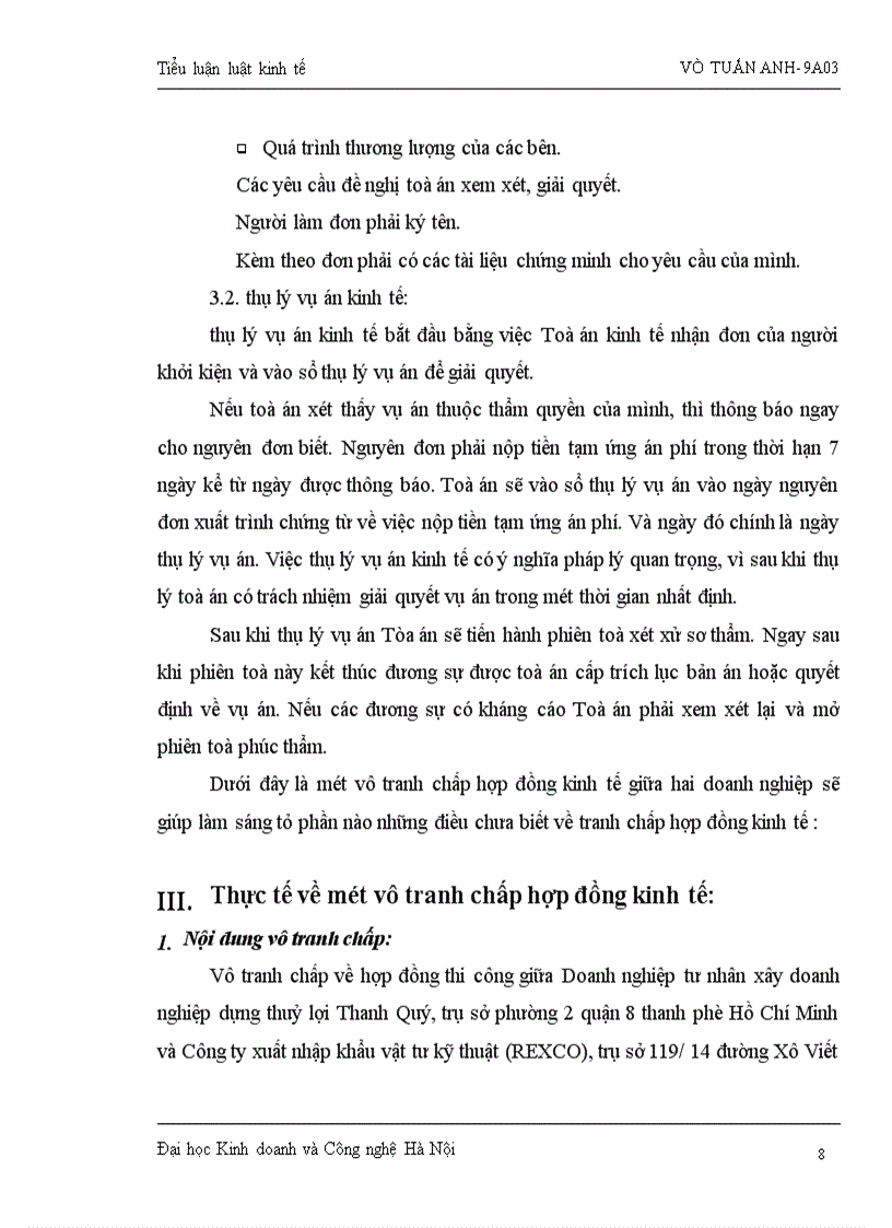 image for page Tranh chấp hợp đồng kinh tế và giải quyết tranh chấp bằng Toà án