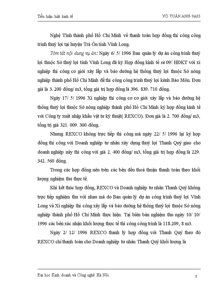 image for page Tranh chấp hợp đồng kinh tế và giải quyết tranh chấp bằng Toà án