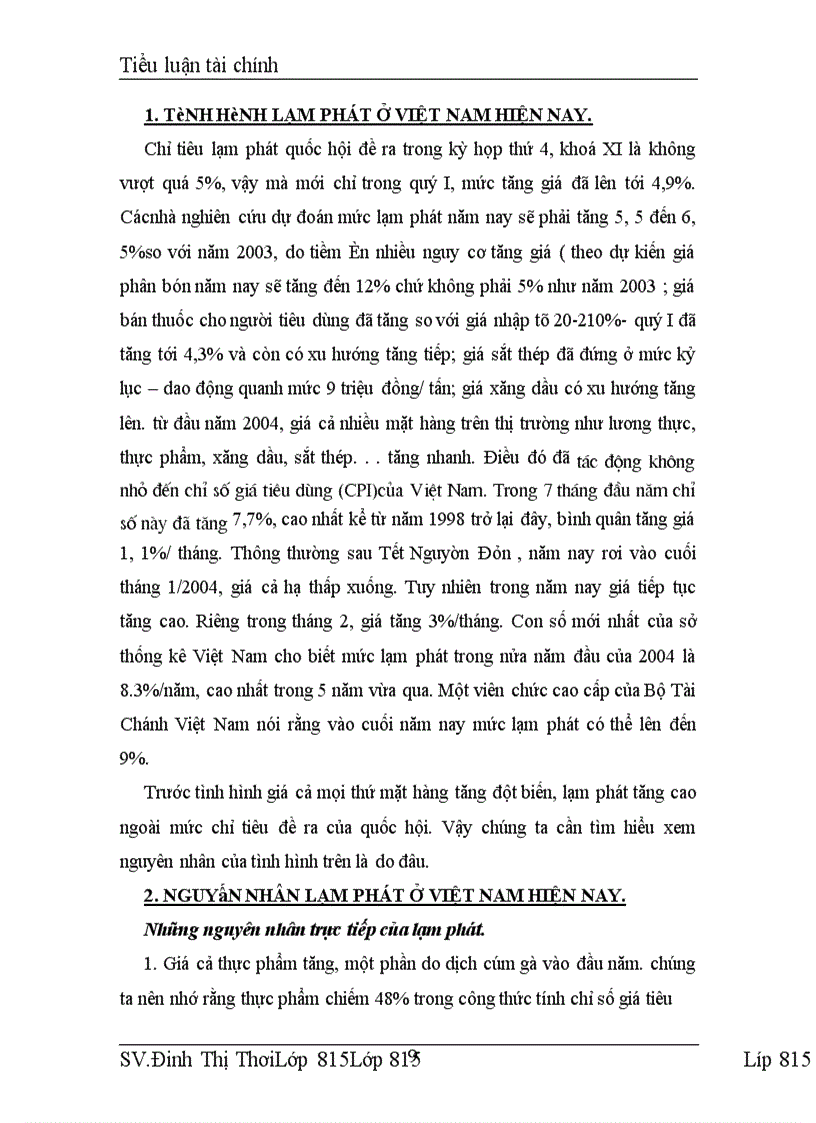image for page Tiểu luận Lạm phát hiện nay ở Việt Nam-Nguyên nhân và các giải pháp khắc phục