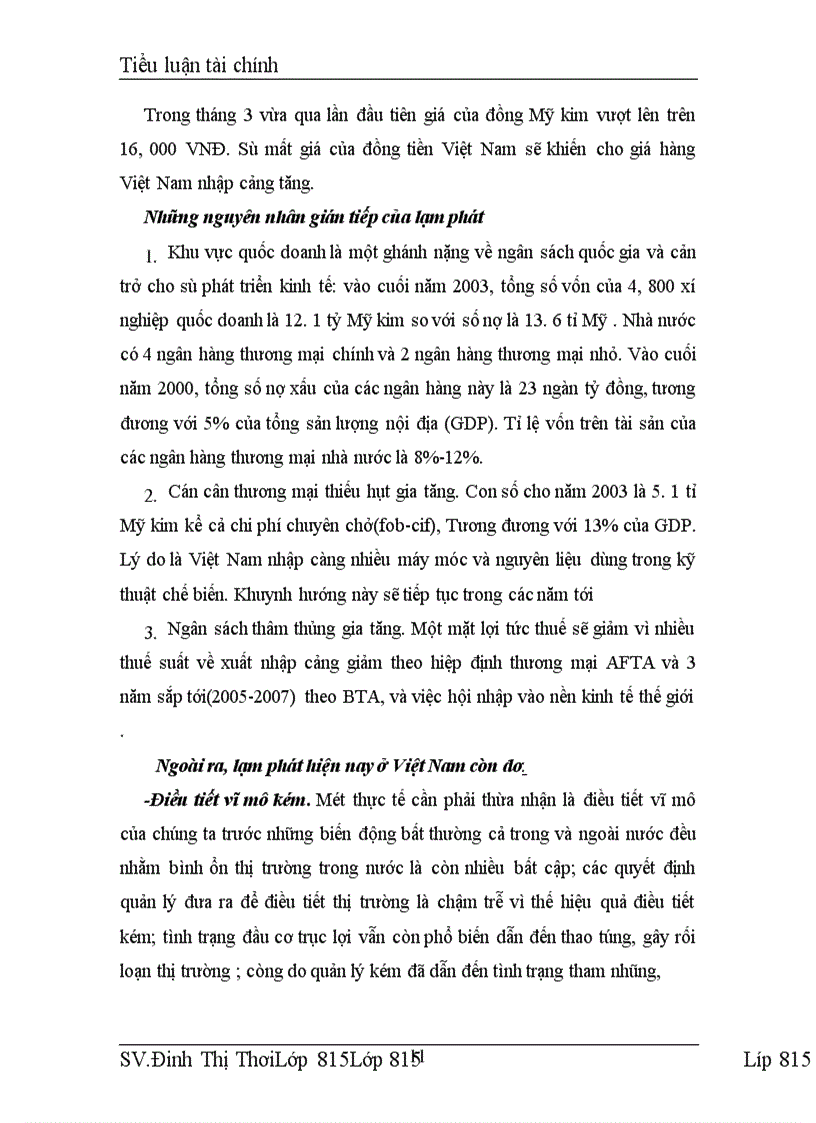 image for page Tiểu luận Lạm phát hiện nay ở Việt Nam-Nguyên nhân và các giải pháp khắc phục