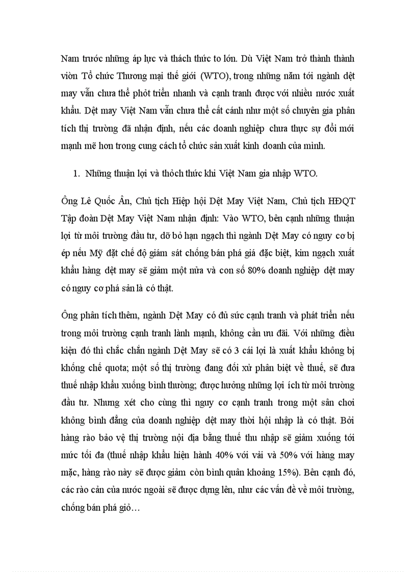 image for page Thực trạng doanh nghiệp dệt may Việt Nam.