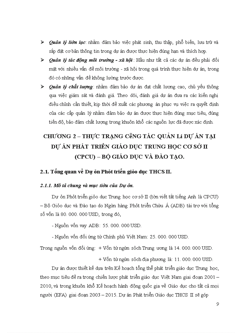 image for page Một số giải pháp đề xuất nhằm hoàn thiện công tác quản lý Dự án Phát triển giáo dục Trung học Cơ sở II (CPCU) – Bộ Giáo dục và Đào tạo trong giai đoạn 2010 – 2012