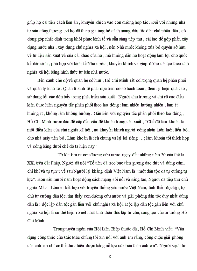 image for page Trong diễn văn tại lễ kỉ niệm 105 năm ngày sinh của Chủ tịch Hồ Chí Minh có viết:”Người là hiện thân sáng chói của tư tưởng dân tộc gắn liền với CNXH;là mẫu mực của tinh thần độc lập tự chủ , tự lực tự cường , đổi mới và sáng tạo” Hãy phân tích và chứng minh nhận định trên.Liên hệ với thực tiễn VN hiện nay.