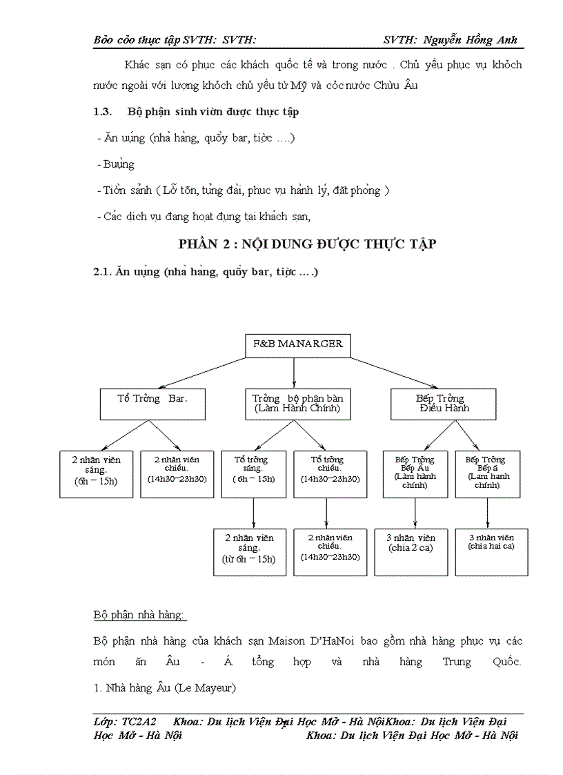 image for page Báo cáo thực tập tại Maison d'Hanova Hà Nội