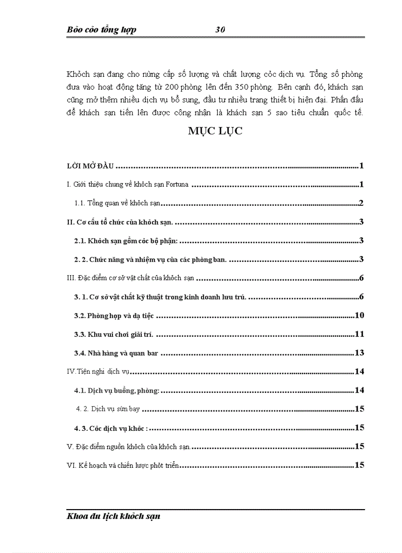 image for page Báo cáo thực tập tại khách sạn Fortuna