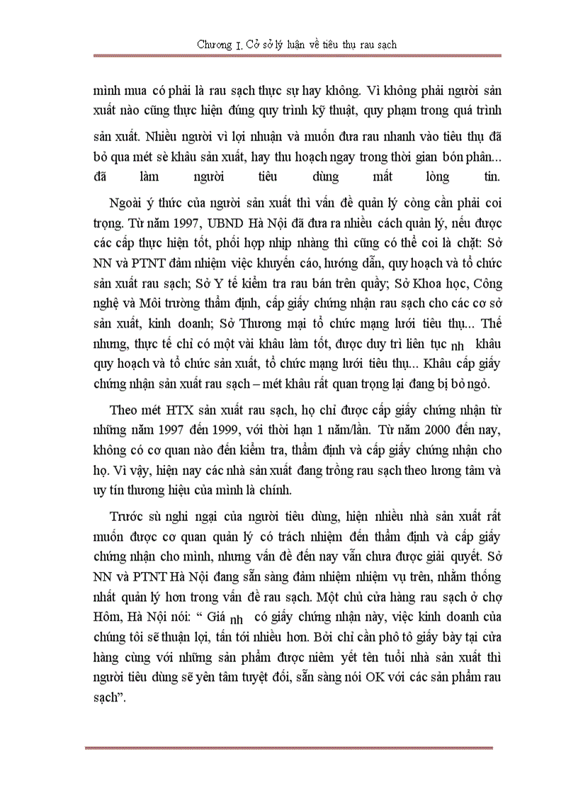 image for page Tình hình tiêu thụ rau sạch trên địa bàn hà nội