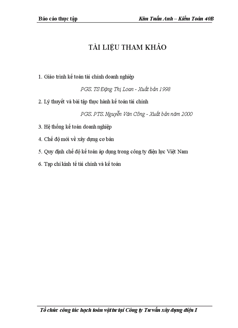 image for page Báo cáo tổng hợp về Công ty tư vấn xây dựng điện I