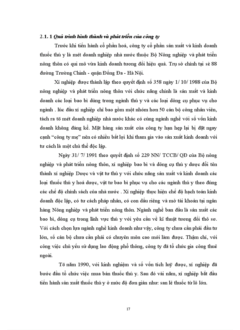 image for page Thực trạng về tổ chức kế toán tính giá thành sản phẩm tại Công ty cổ phần Dược và vật tư thú y