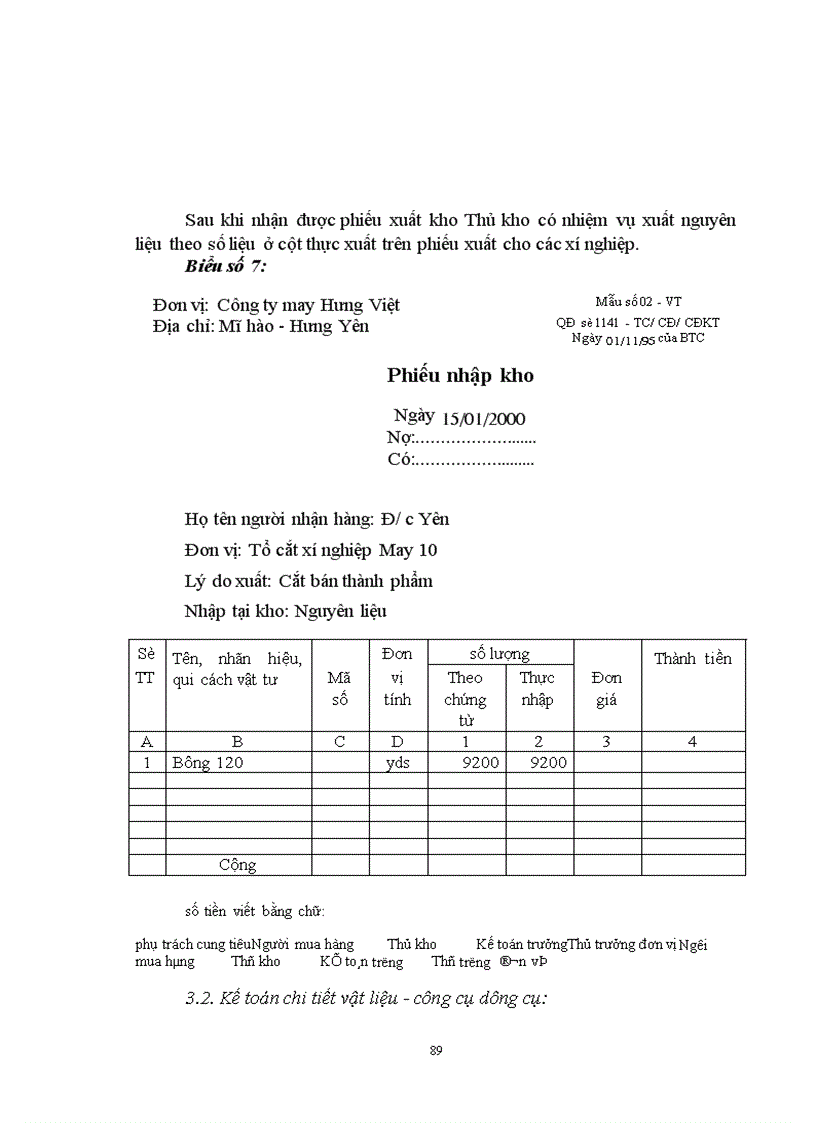 image for page Một số ý kiến nhằm hoàn thiện công tác kế toán vật liệu - công cụ dụng cụ tại Công ty may Hưng Việt.