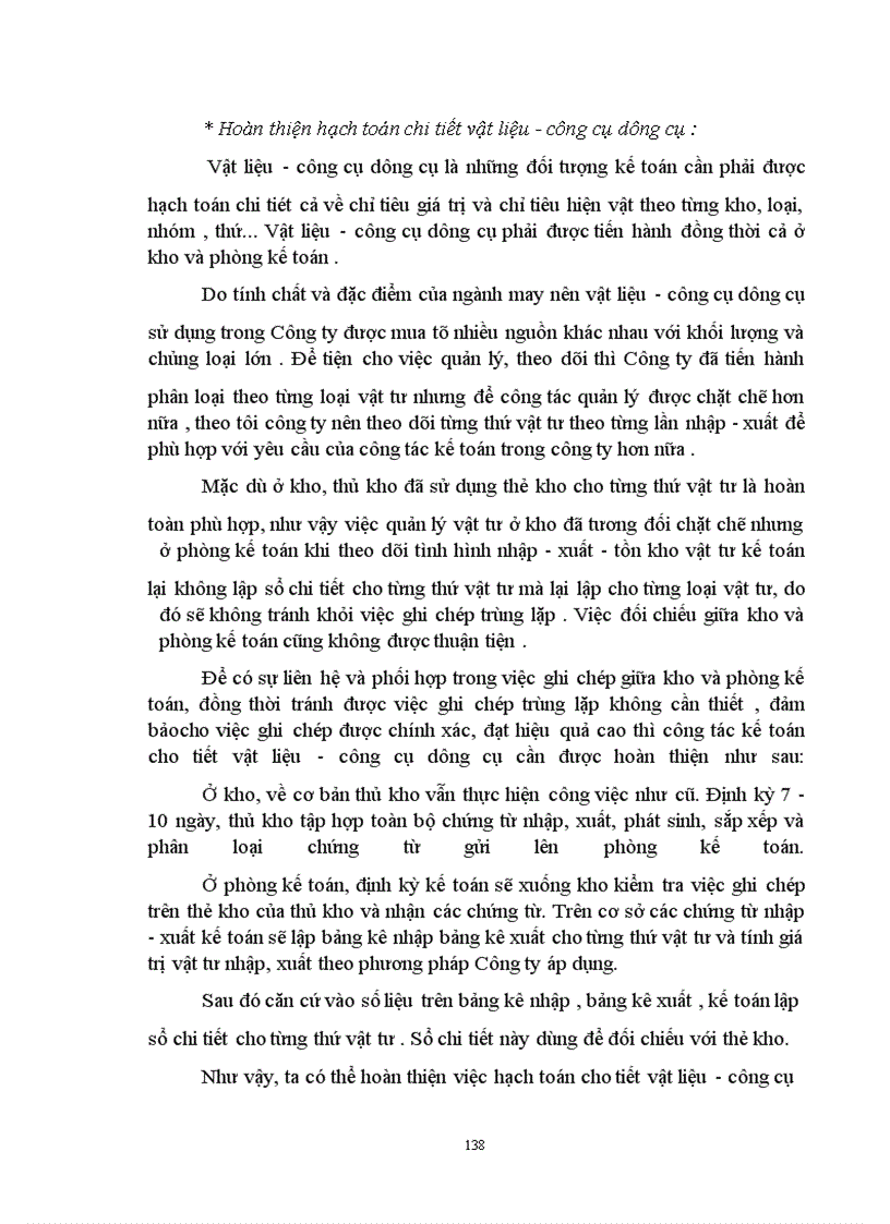 image for page Một số ý kiến nhằm hoàn thiện công tác kế toán vật liệu - công cụ dụng cụ tại Công ty may Hưng Việt.