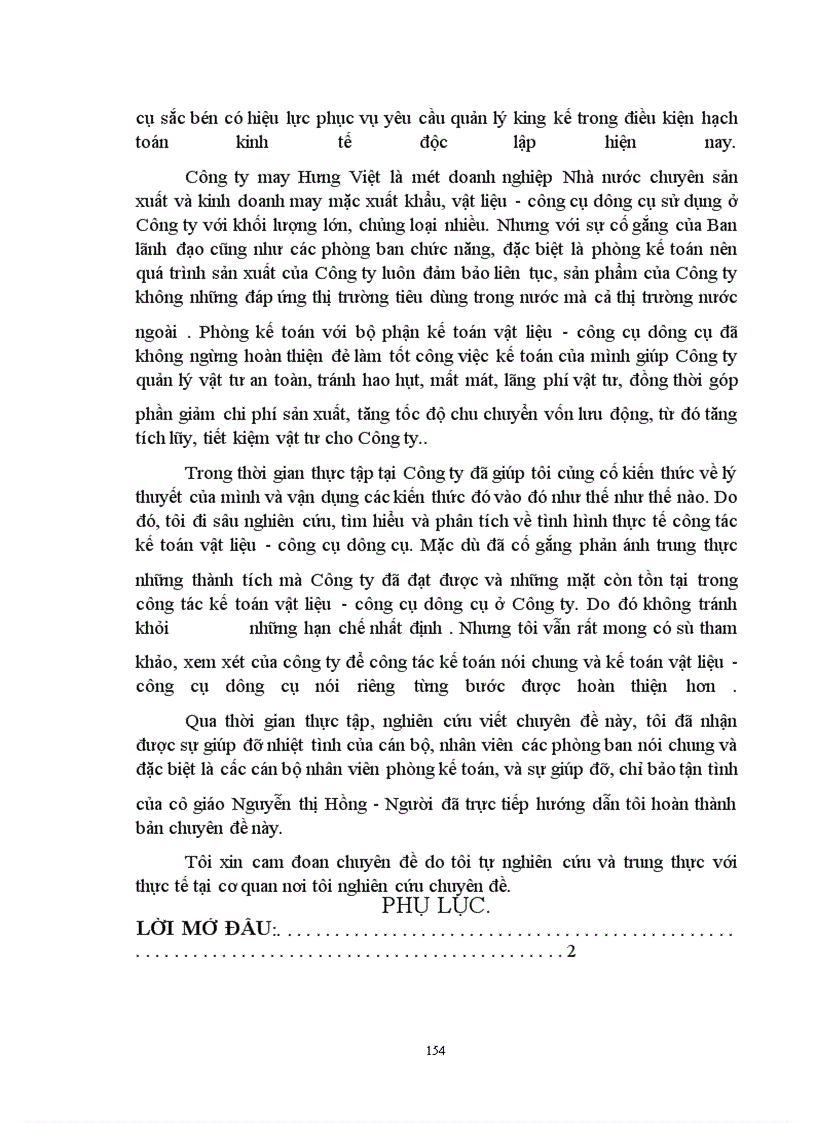 image for page Một số ý kiến nhằm hoàn thiện công tác kế toán vật liệu - công cụ dụng cụ tại Công ty may Hưng Việt.