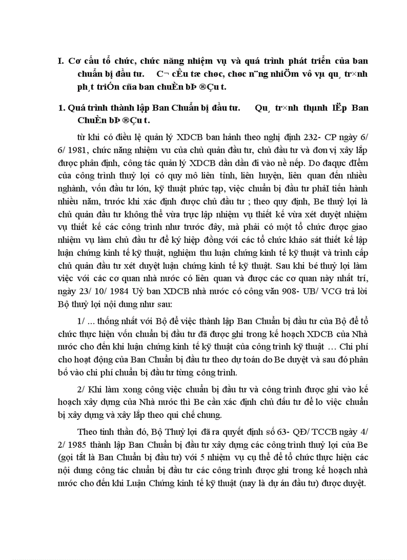 image for page Cơ cấu tổ chức, chức năng nhiệm vụ và quá trình phát triển của Ban chuẩn bị đầu tư.