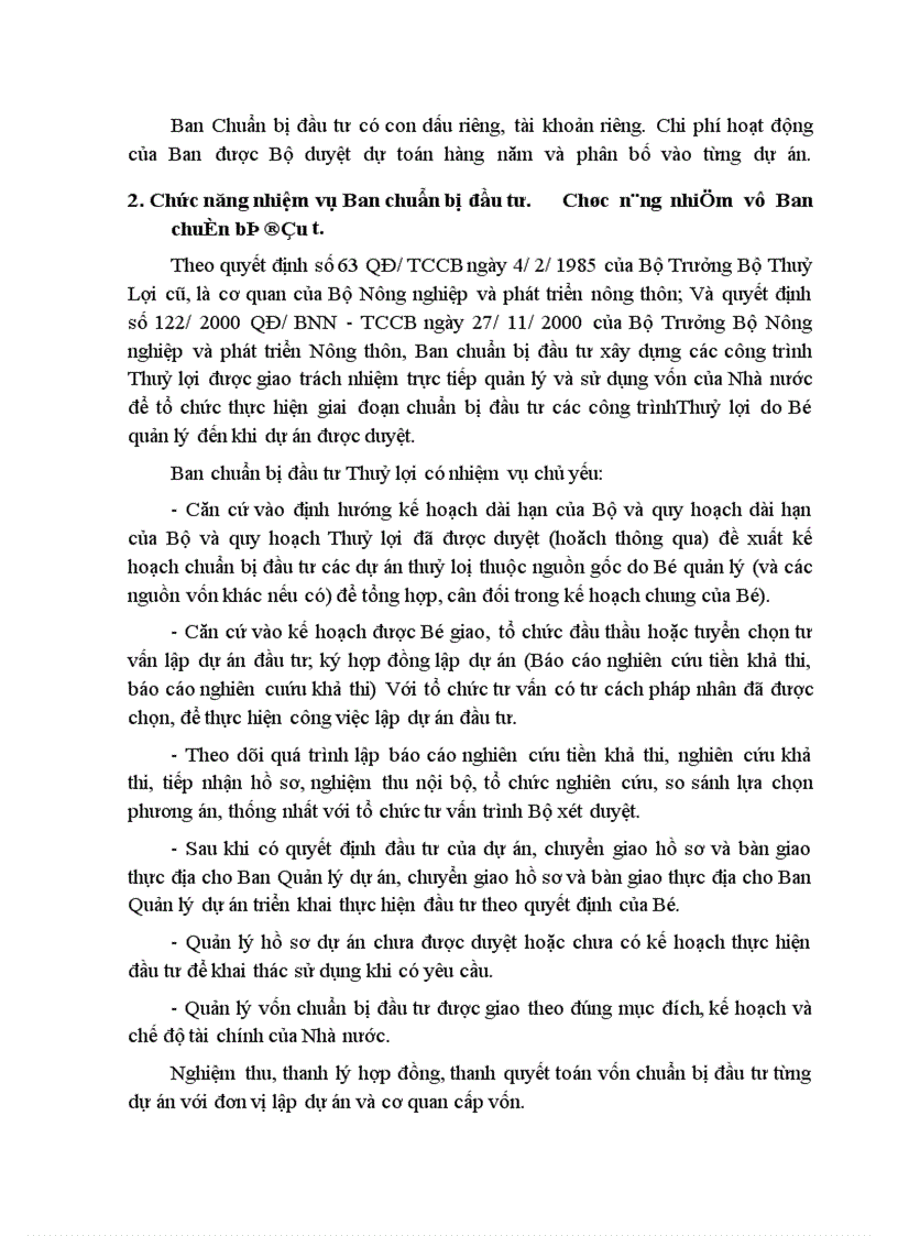 image for page Cơ cấu tổ chức, chức năng nhiệm vụ và quá trình phát triển của Ban chuẩn bị đầu tư.