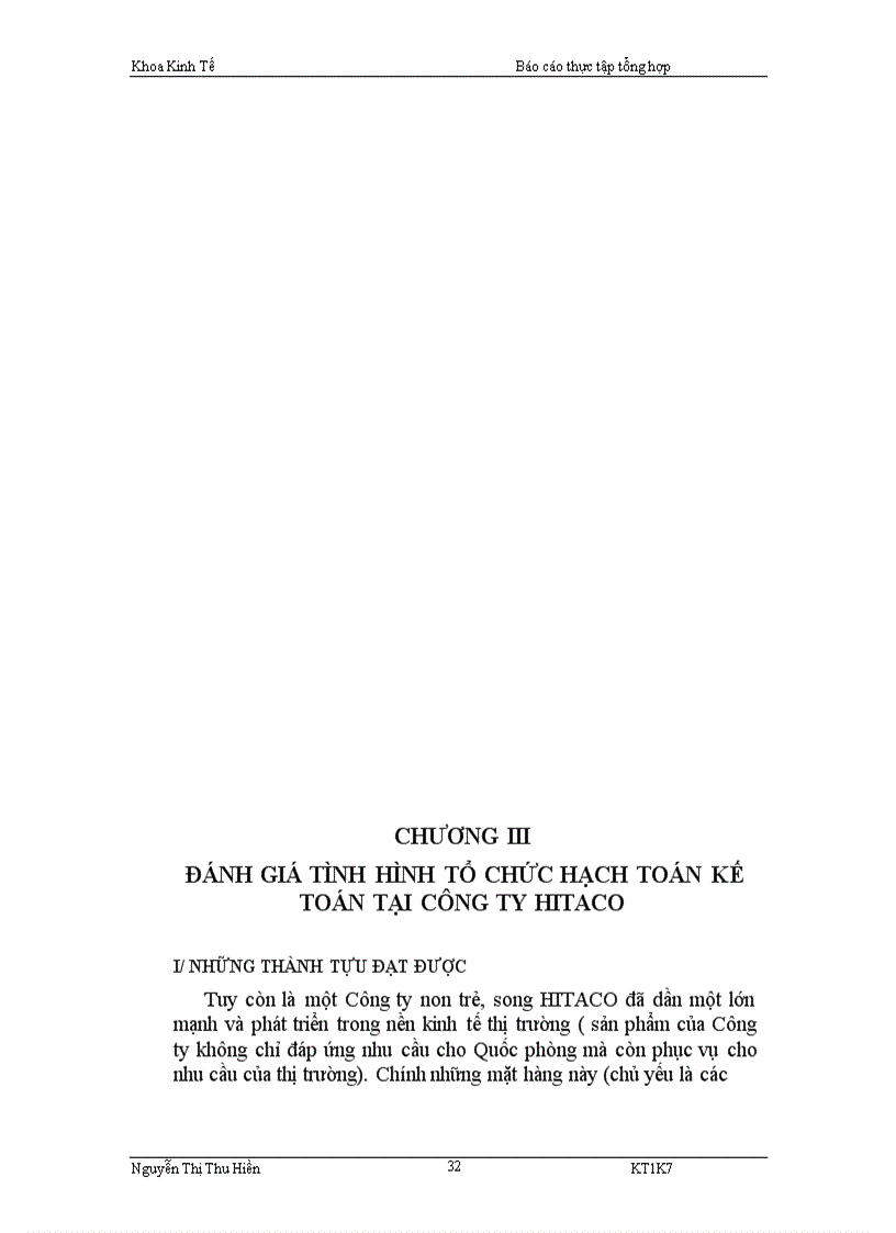 image for page Đánh giá tình hình tổ chức hạch toán kế toán tại Công ty HITACO