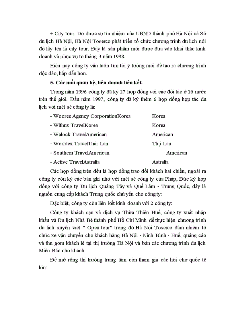 image for page Báo cáo tổng hợp Công ty du lịch dịch vụ Hà Nội – Toserco