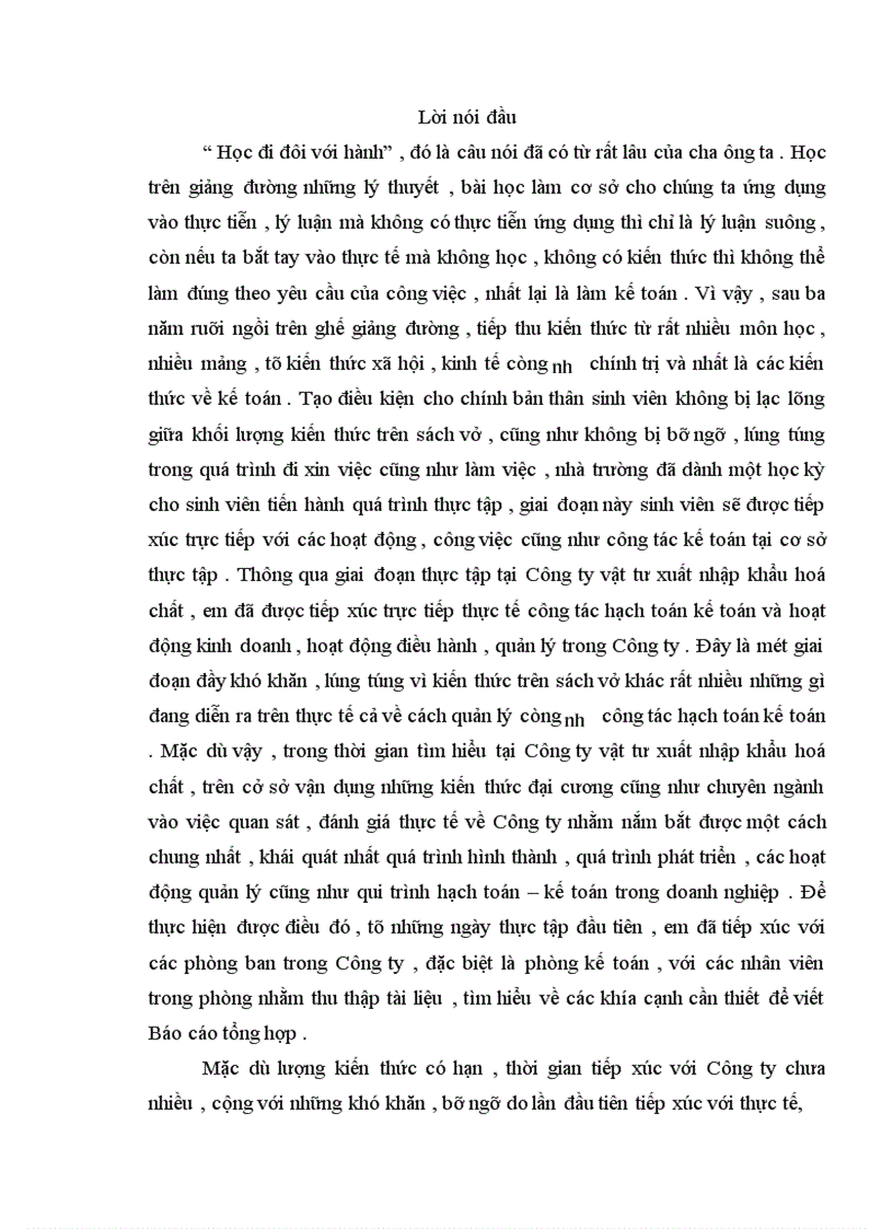 image for page Nhận xét và đánh giá chung về Công ty vật tư và xuất nhập khẩu hoá chất .