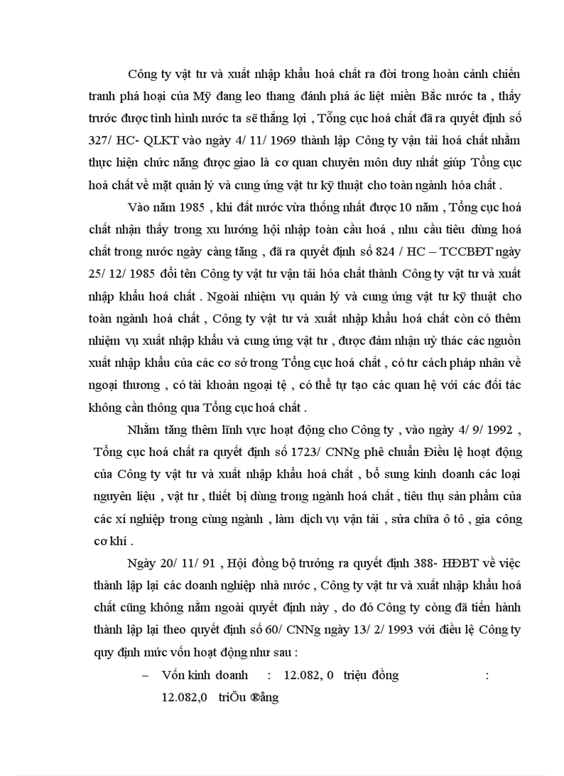 image for page Nhận xét và đánh giá chung về Công ty vật tư và xuất nhập khẩu hoá chất .