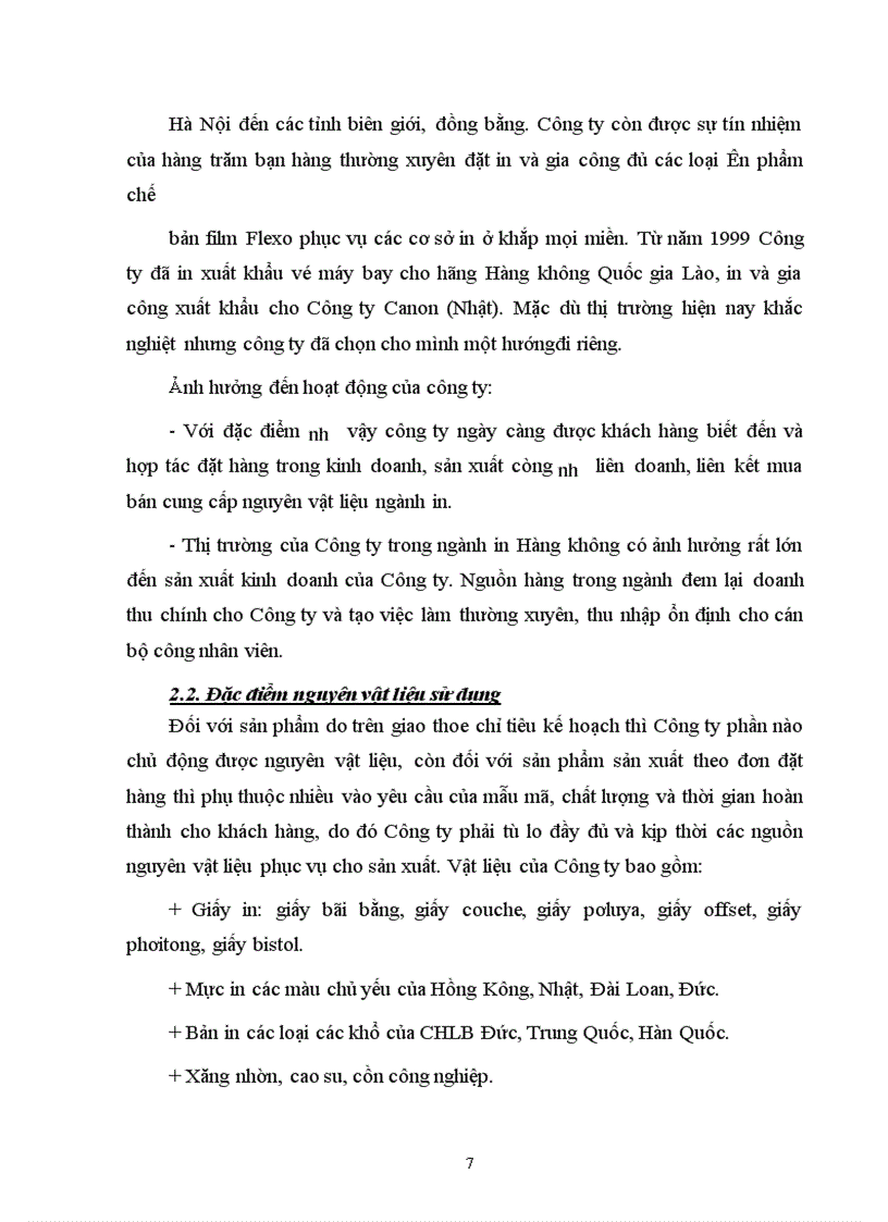 image for page Đánh giá khái quát về hiệu quả sản xuất kinh doanh của Công ty in Hàng không trong những năm gần đây