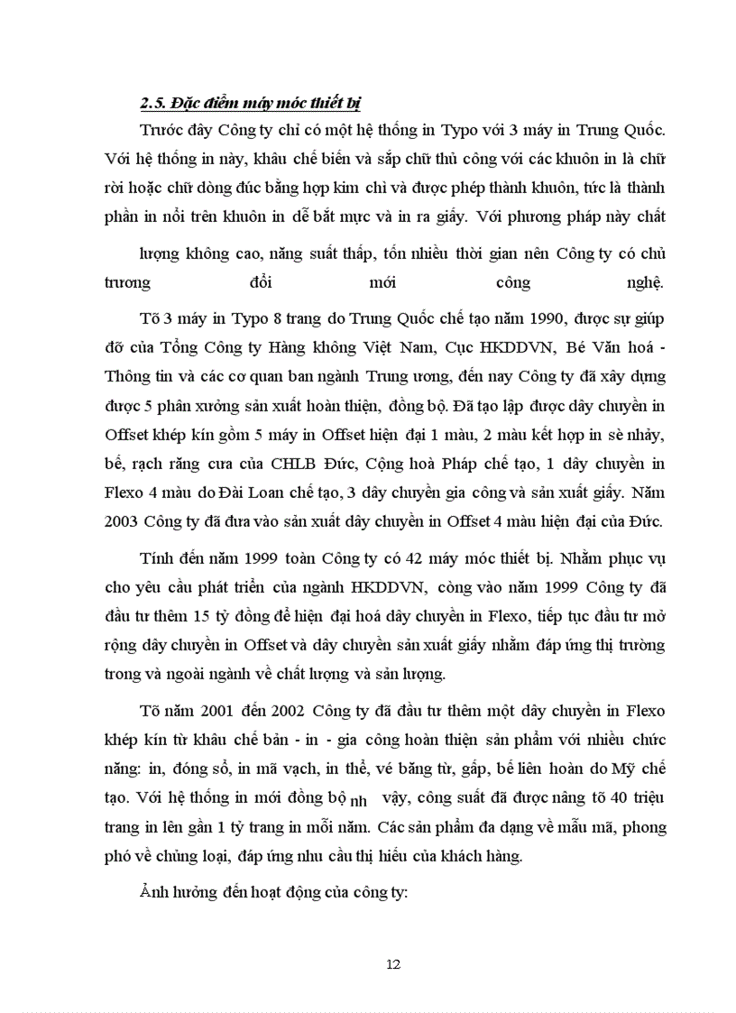 image for page Đánh giá khái quát về hiệu quả sản xuất kinh doanh của Công ty in Hàng không trong những năm gần đây