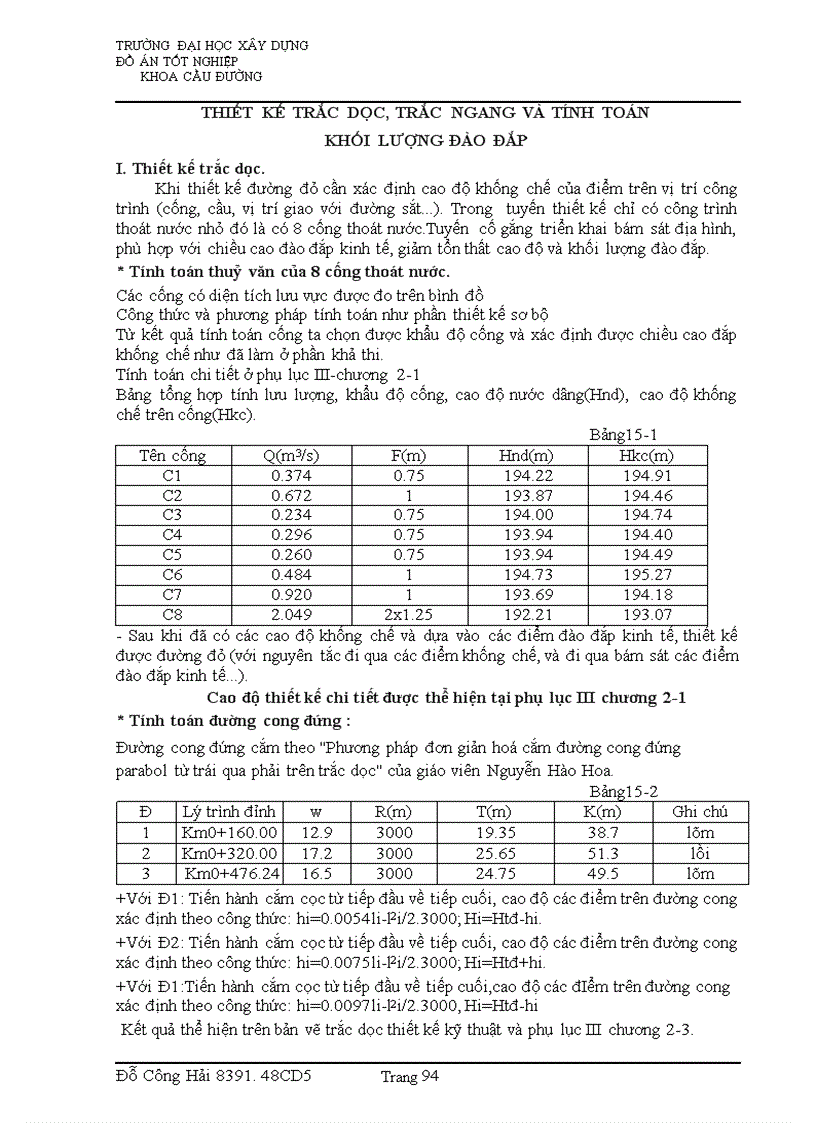 image for page Giải pháp thiết kế trắc dọc ,trắc ngang và tính khối lượng đào đắp