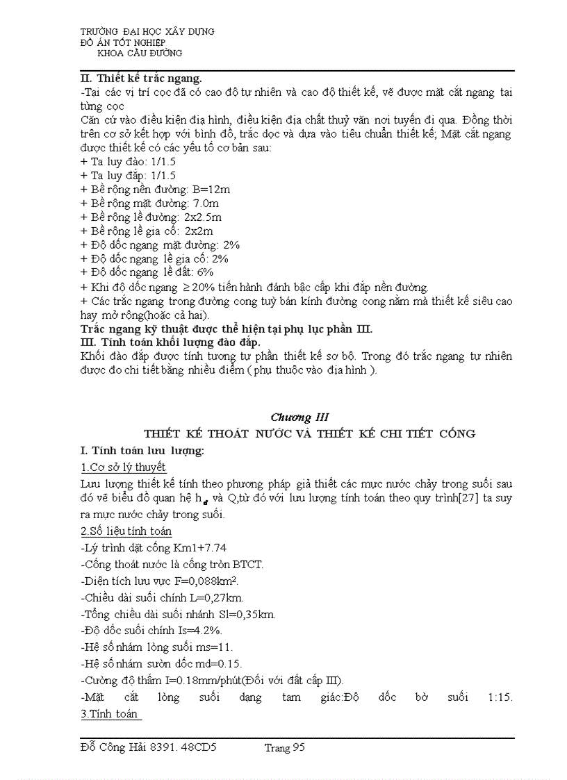 image for page Giải pháp thiết kế trắc dọc ,trắc ngang và tính khối lượng đào đắp