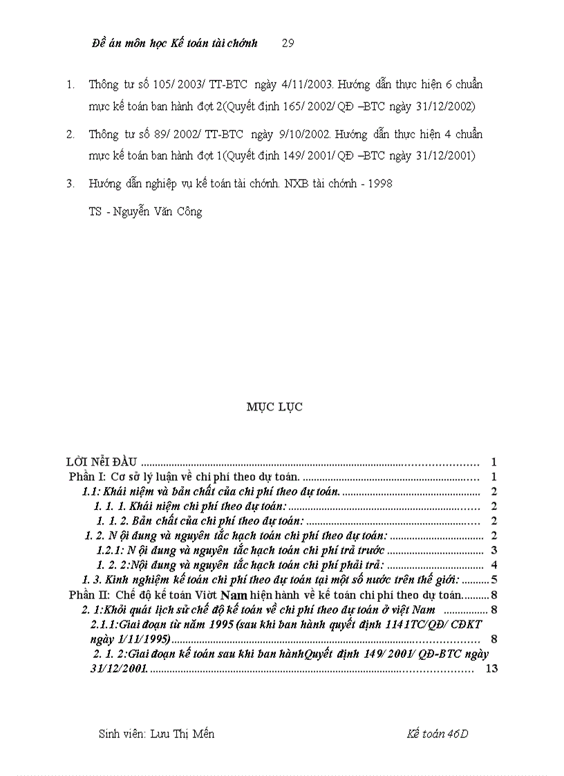 image for page Đề án môn học Kế toán tài chính: Hoàn thiện chế độ kế toán hiện hành về chi phí theo dự toán.