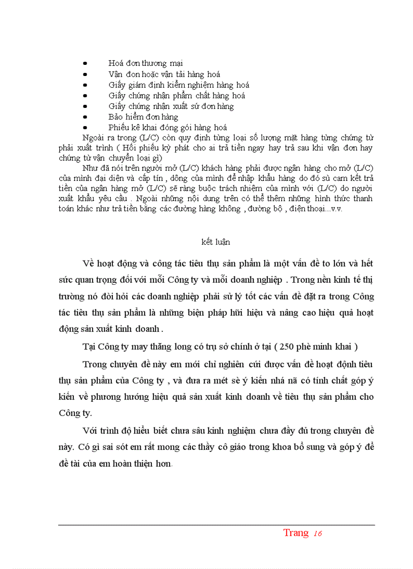 image for page Đẩy mạnh việc tiêu thụ sản phẩm của công ty may thăng long