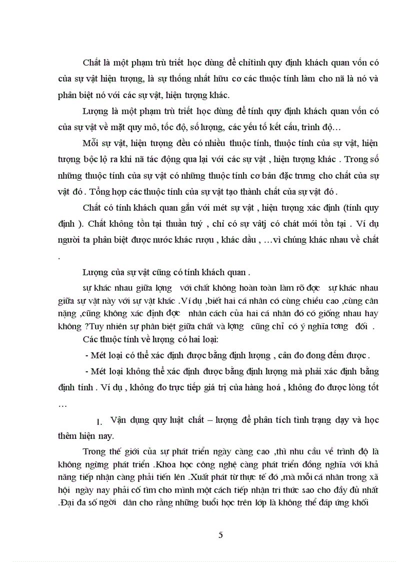 image for page Đề tài tiểu luận: Dùng cặp phạm trù nội dung – hình thức và quy luật chất – lượng để phân tích tình trạng dạy thêm và học thêm ở nước ta hiện nay