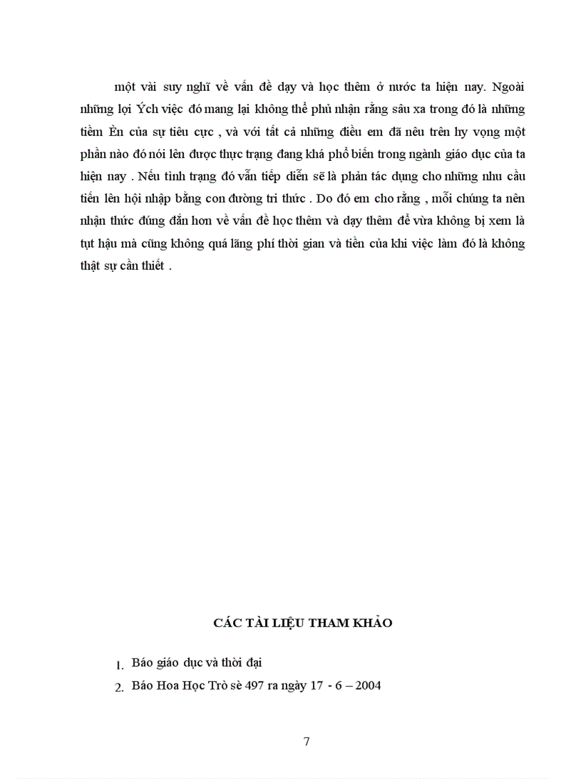 image for page Đề tài tiểu luận: Dùng cặp phạm trù nội dung – hình thức và quy luật chất – lượng để phân tích tình trạng dạy thêm và học thêm ở nước ta hiện nay