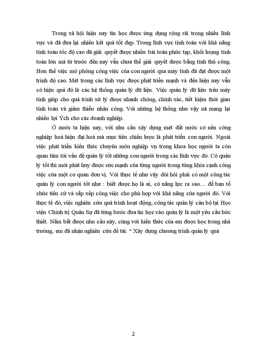 image for page Xây dựng chương trình quản lý quá trình công tác của cán bộ trong Học viện Chính trị Quân sự