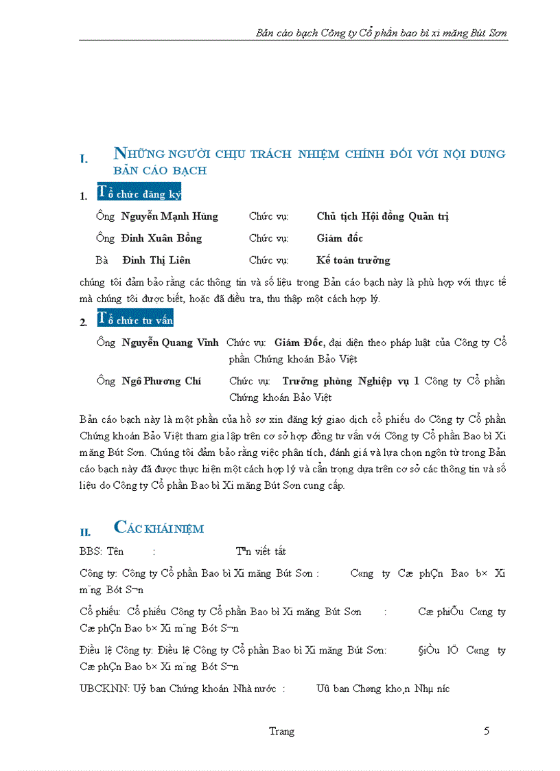 image for page Bản cáo bạch ng ty Cổ phần bao bì xi măng Bút Sơn