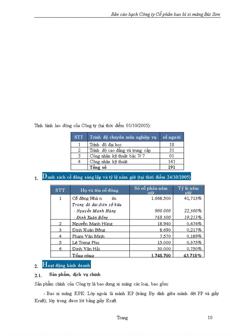 image for page Bản cáo bạch ng ty Cổ phần bao bì xi măng Bút Sơn